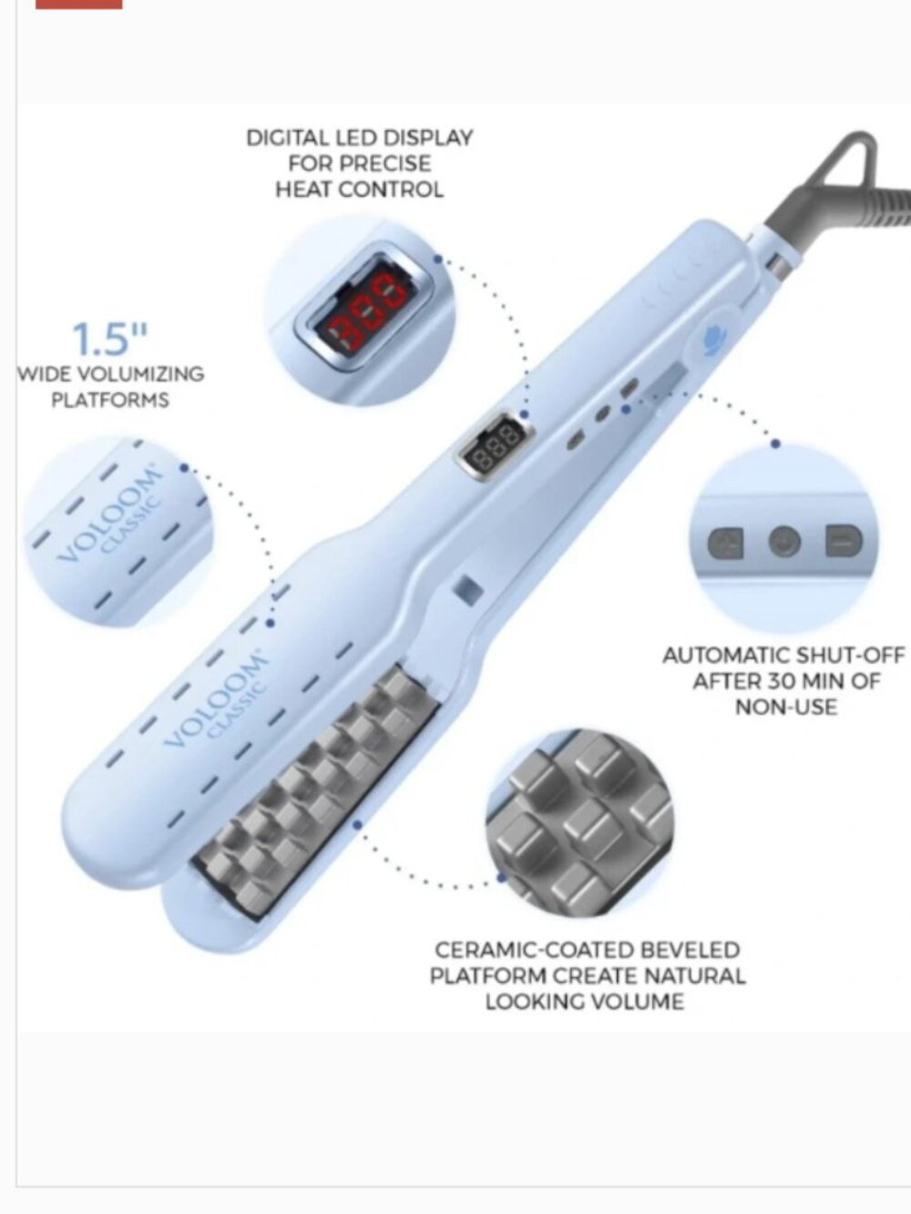 Voloom Classic 1-½” Inch ProfessionalVolumizingCeramic Hair Iron for ThickerHair